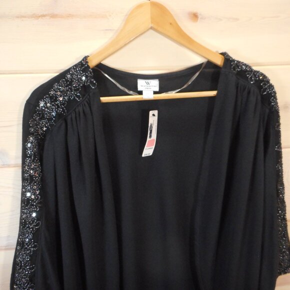 NWT Worthington Size XL Black Cardigan Sweater Sequin Embellished Dolman Sparkle - Picture 2 of 11